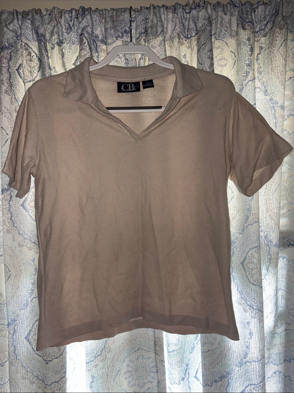 CB casual Beige Short Sleeve Polo Tee